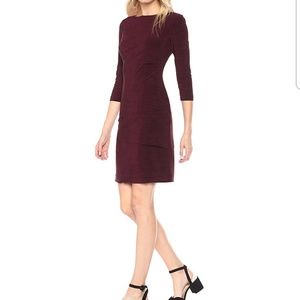 Bordeaux melange tiered long sleeve dress